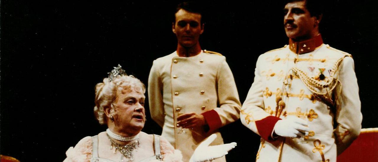 Three actors in period clothing from the 1983 production of A Patriot for Me