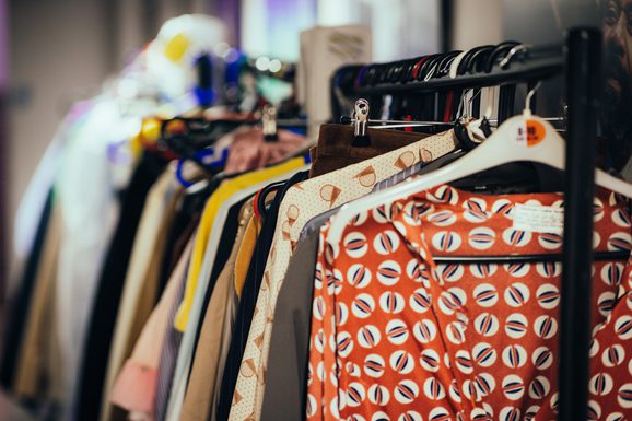 A rail of colourful costumes.