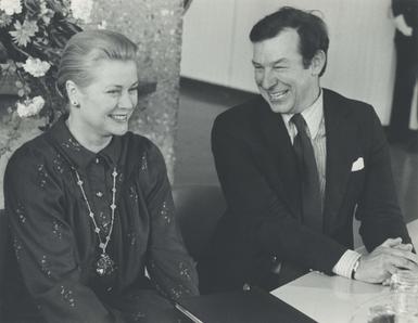 Black and white photograph of Princess Grace of Monaco and Patrick Garland