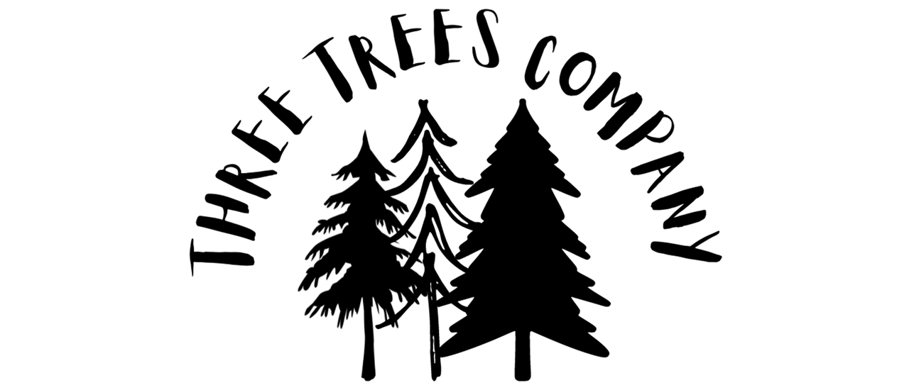 Three Trees Company logo; three black trees against a white background.