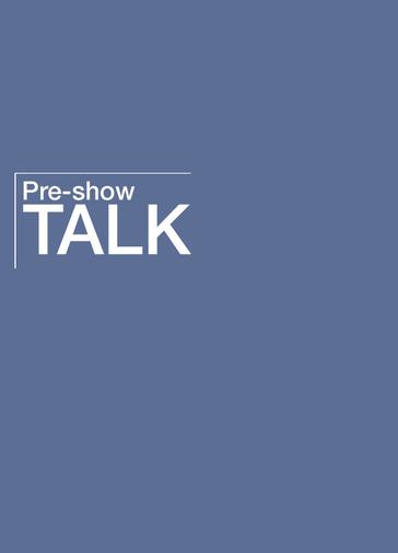 Blue block with Pre-show Talk logo in white type