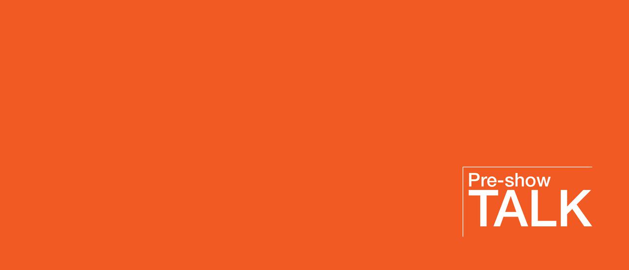 Orange block with Pre-show Talk logo in white font.