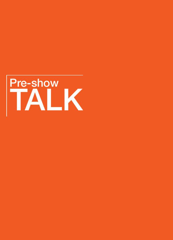 Orange block with Pre-show Talk logo in white font.