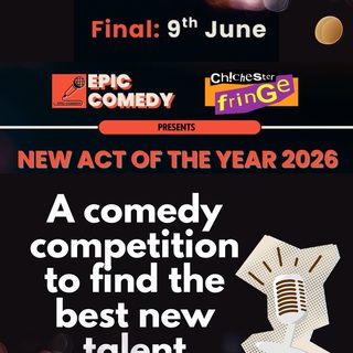 A poster that reads 'a comedy competition to find the best new talent' over a background of bokeh lights.