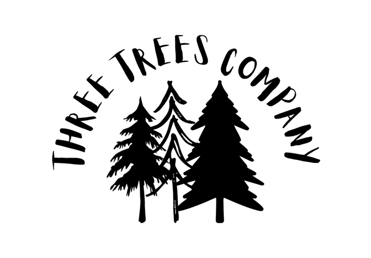 Three Trees Company logo; three black trees against a white background.
