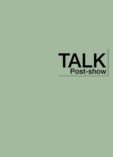 Green block with Post-show Talk logo in black type